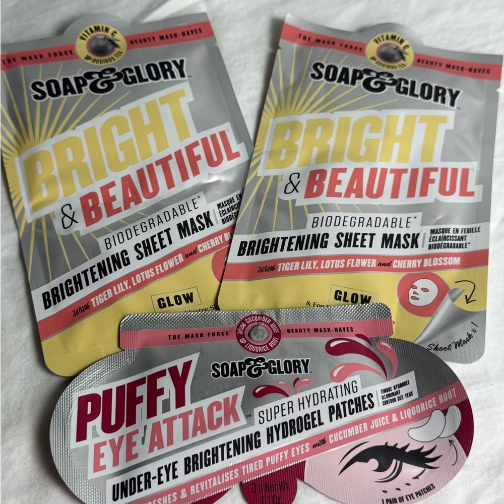 Soap & Glory Bright Beautiful Brightening Sheet Mask Puffy Eye Attack Patches